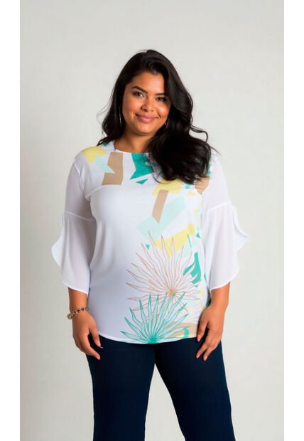 Blusa Para Mujer. Manga 3/4 Verde Marca L&H