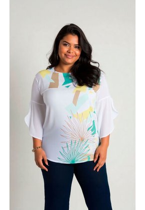 Blusa Para Mujer. Manga 3/4 Verde Marca L&H