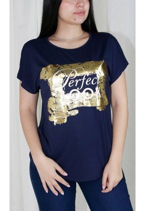 Camiseta Para Mujer Manga Corta Azul Marca L&H