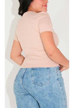 Camiseta Para Mujer Manga Corta Beige Marca L&H