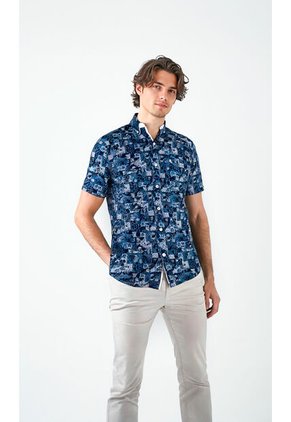 Camisa Para Hombre Manga Corta Azul Marca L&H