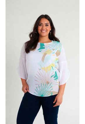 Blusa Para Mujer. Manga 3/4 Verde Marca L&H