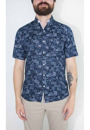 Camisa Para Hombre Manga Corta Azul Marca L&H