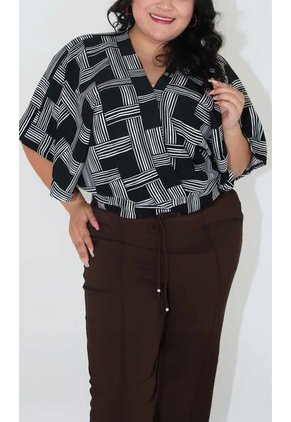 Blusa Para Mujer. Manga Corta Negro Marca L&H