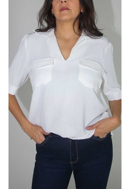 Blusa Para Mujer Manga Corta Blanco Marca L&H