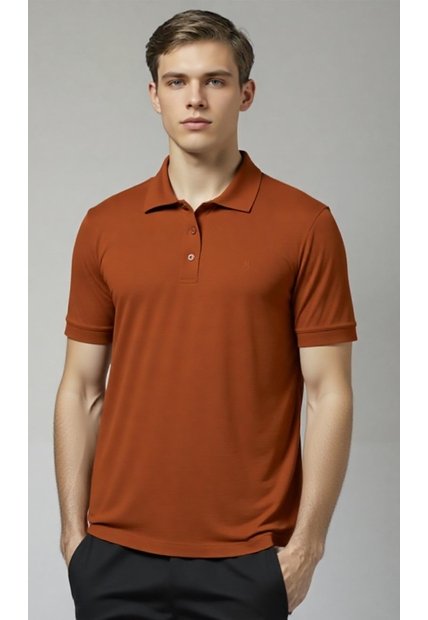Polo Para Hombre Manga Corta Cafe Marca L&H Ref. 4Q109135