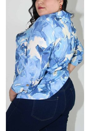 Blusa Para Mujer. Manga 3/4 Azul Marca L&H
