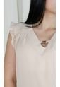 Blusa Para Mujer Manga Sisa Beige Marca L&H de L&H