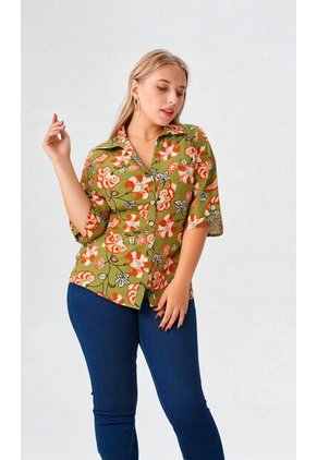 Blusa Para Mujer Manga Corta Verde Marca L&H Ref. 2J412270