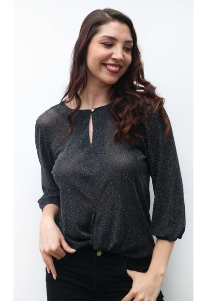 Camiseta Para Mujer Manga 3/4 Negro Marca L&H