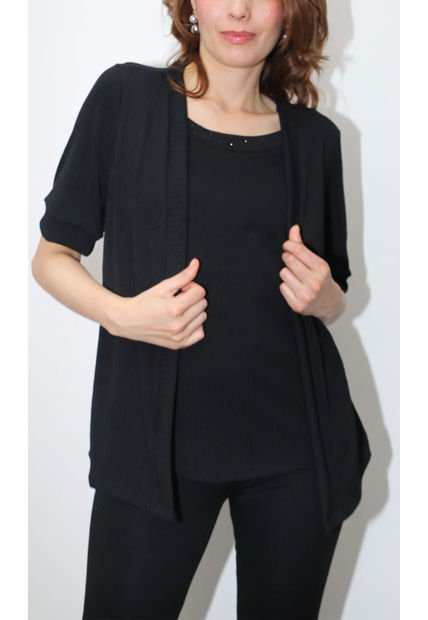 Camiseta Para Mujer Manga 3/4 Negro Marca L&H