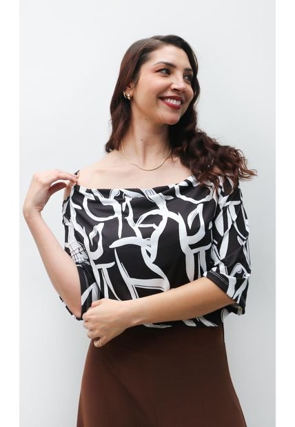 Camiseta Para Mujer Manga 3/4 Negro Marca L&H