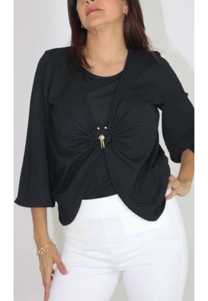 Blusa Para Mujer Manga 3/4 Negro Marca L&H