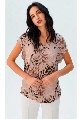 Blusa Para Mujer Manga Corta Taupe Marca L&H Ref. 1F412732 L&H