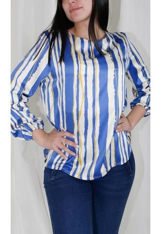 Blusa Para Mujer Manga 3/4 Azul Marca L&H L&H