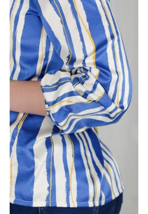 Blusa Para Mujer Manga 3/4 Azul Marca L&H