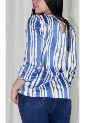 Blusa Para Mujer Manga 3/4 Azul Marca L&H