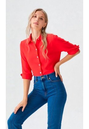 Blusa Para Mujer Manga 3/4 Rojo Marca L&H