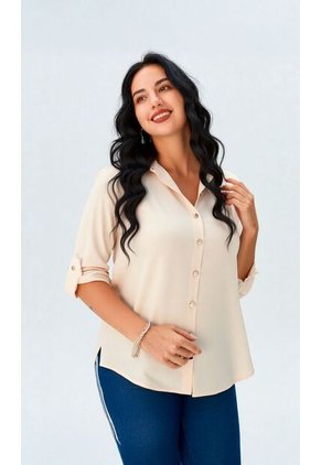 Blusa Para Mujer Manga 3/4 Beige Marca L&H