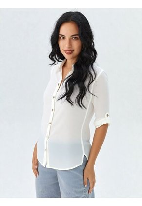 Blusa Para Mujer Manga 3/4 Crudo Marca L&H Ref. 1F412617