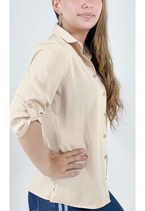 Blusa Para Mujer Manga 3/4 Beige Marca L&H