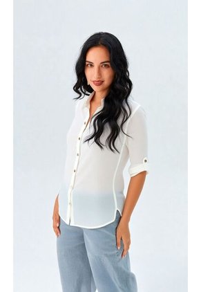 Blusa Para Mujer Manga 3/4 Crudo Marca L&H Ref. 1F412617
