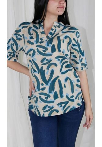 Blusa Para Mujer Manga Corta Azul Marca L&H L&H