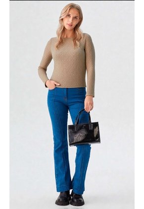 Camiseta Para Mujer Manga Larga Beige Marca L&H Ref. 1F409544