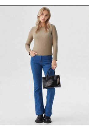 Camiseta Para Mujer Manga Larga Beige Marca L&H Ref. 1F409544