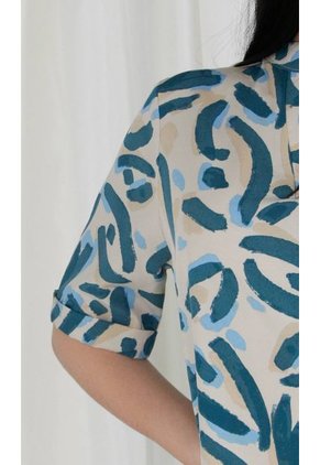 Blusa Para Mujer Manga Corta Azul Marca L&H