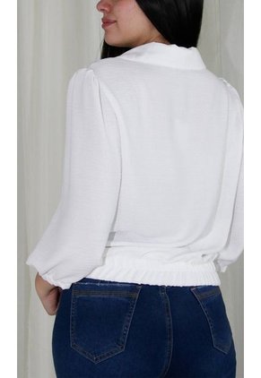 Blusa Para Mujer Manga 3/4 Blanco Marca L&H