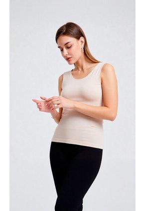 Camiseta Para Mujer Manga Sisa Beige Marca L&H Ref. 1F409240