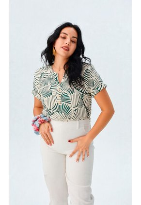 Camiseta Para Mujer Manga Corta Verde Marca L&H Ref. 1F409495