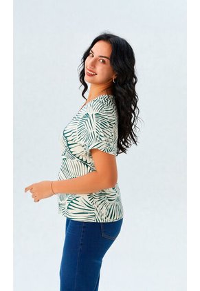 Camiseta Para Mujer Manga Corta Verde Marca L&H Ref. 1F409495