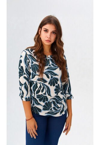 Camiseta Para Mujer Manga 3/4 Azul Marca L&H Ref. 1F409497 L&H