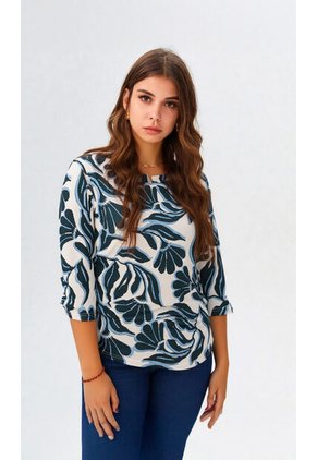 Camiseta Para Mujer Manga 3/4 Azul Marca L&H Ref. 1F409497