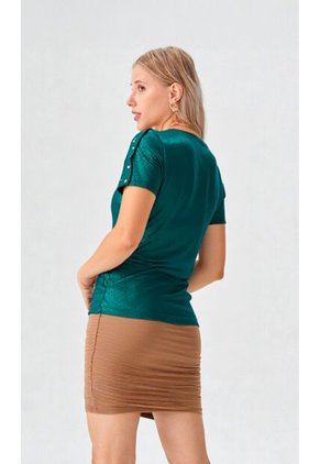 Camiseta Para Mujer Manga Corta Verde Marca L&H Ref. 1F409501