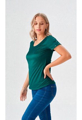 Camiseta Para Mujer Manga Corta Verde Marca L&H Ref. 1F409501