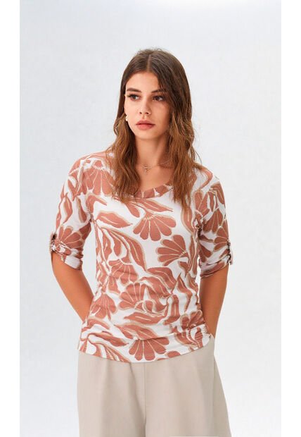 Camiseta Para Mujer Manga 3/4 Beige Marca L&H Ref. 1F409497