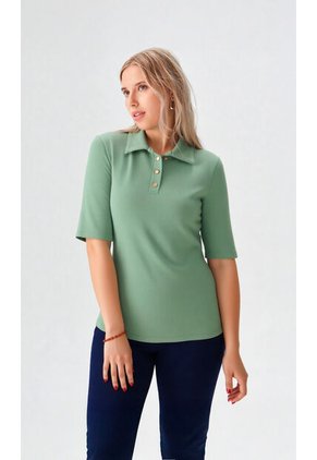 Camiseta Para Mujer Manga 3/4 Verde Marca L&H Ref. 1F409503