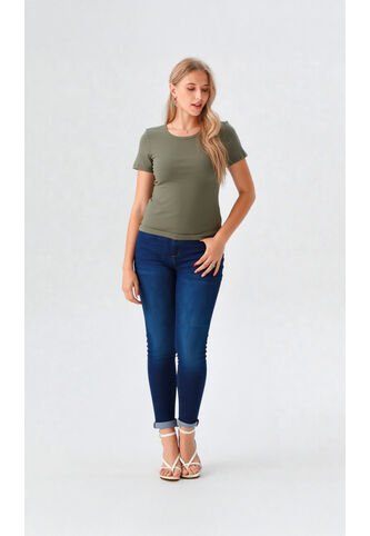 Camiseta Para Mujer Manga Corta Verde Aceituna Marca L&H Ref. 1F409504 L&H