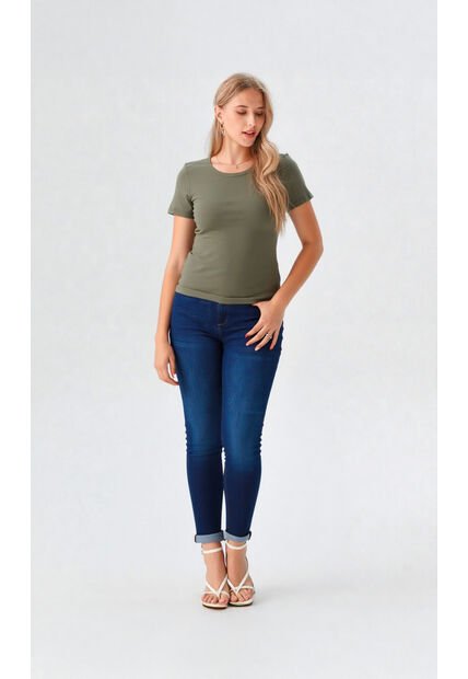 Camiseta Para Mujer Manga Corta Verde Aceituna Marca L&H Ref. 1F409504