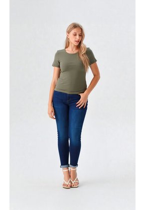 Camiseta Para Mujer Manga Corta Verde Aceituna Marca L&H Ref. 1F409504