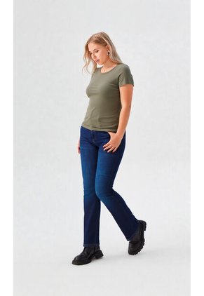 Camiseta Para Mujer Manga Corta Verde Aceituna Marca L&H Ref. 1F409504