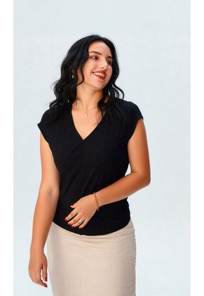 Camiseta Para Mujer Manga Corta Negro Marca L&H Ref. 1F409507