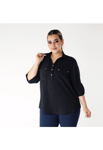 Blusa Para Mujer. Manga 3/4 Negro Marca L&H Ref. 1F612172 L&H