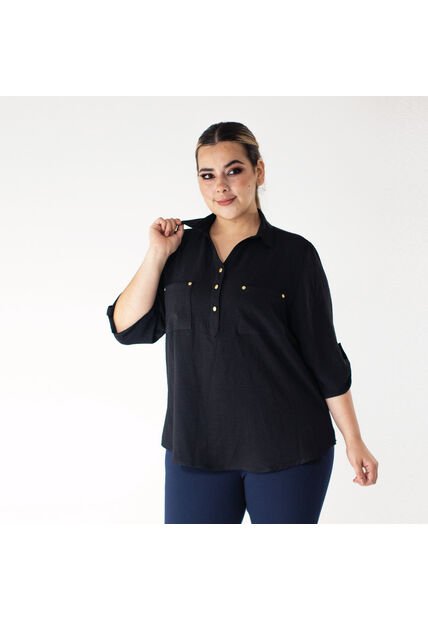 Blusa Para Mujer. Manga 3/4 Negro Marca L&H Ref. 1F612172