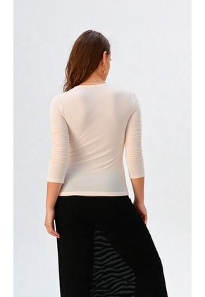 Camiseta Para Mujer Manga 3/4 Beige Marca L&H Ref. 1F409516