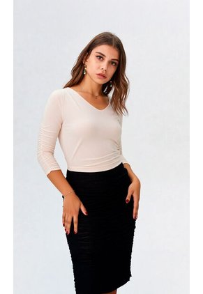 Camiseta Para Mujer Manga 3/4 Beige Marca L&H Ref. 1F409516