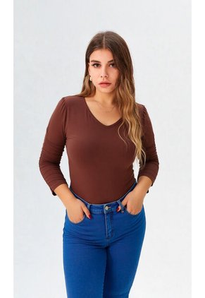 Camiseta Para Mujer Manga 3/4 Cafe Marca L&H Ref. 1F409516